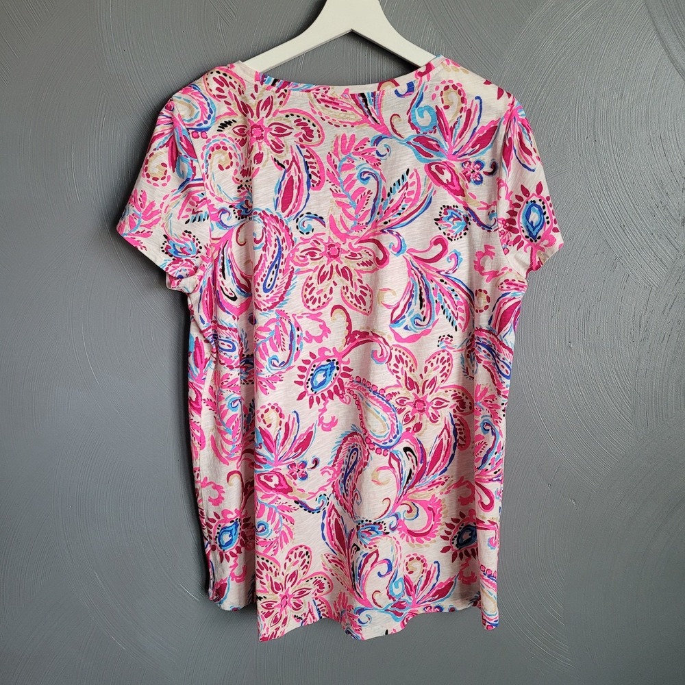 LILLY PULITZER Top Size XL Pink Etta Scoop Neck Coconut Flitting About - Picture 2 of 15
